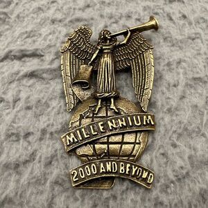 Vintage 2000 And Beyond Millennium Pin Brooch Gold Tone Angel‎ Y2K Signed